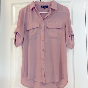 Magenta blouse, very professional and great for going to the office!